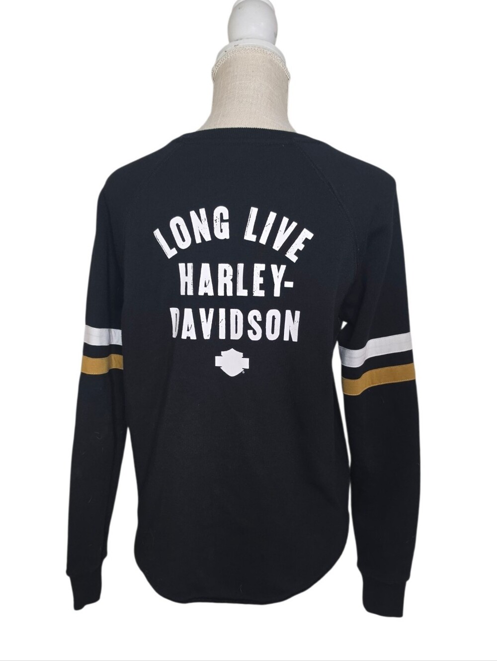 Harley-Davidson Black Embroidered Striped Sweater